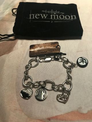 Twilight Moon Silver Plated Chunky Charm W Wolf Charm Bracelet (nordstrom)