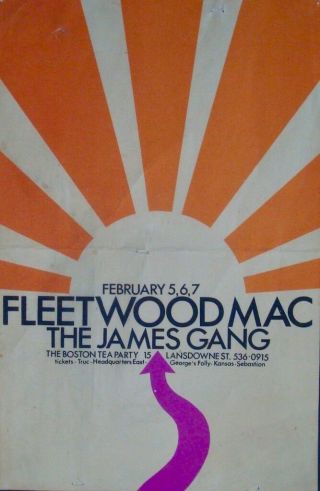 Fleetwood Mac James Gang Boston Tea Party 1970 Concert Poster Rare