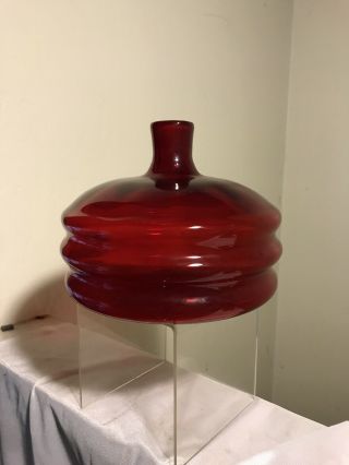 Vintage Blenko Glass Decanter Bottle Regal Signed Red No Stopper