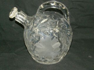 Antique Abcg Abp Cut Brilliant Glass Crystal Rum Jug Whiskey Decanter Floral