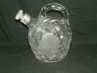 Antique ABCG ABP Cut Brilliant Glass Crystal Rum Jug Whiskey Decanter Floral 2