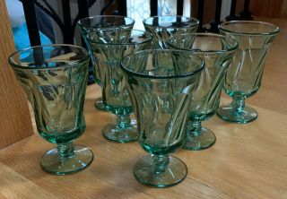 Fostoria Crystal Jamestown Green 4 3/4 " Juice Goblet Glasses Set Of 6