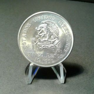 Old Mexican Silver Coin Hidalgo 5 Pesos Mo,  1952/53 Silver 0.  720 - 27 7/9 G,