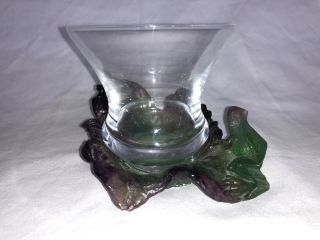 Daum France Glass Pate De Verre Frog And Snail Votive Or Vase Nature