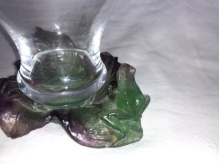 Daum France Glass Pate De Verre Frog and Snail Votive or Vase Nature 2