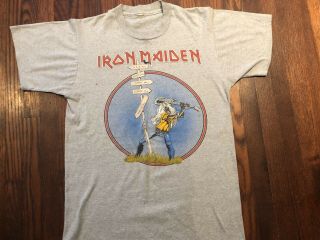 Vtg 1982 Iron Maiden The Beast At Reading Ultra Rare Grey Shirt 2