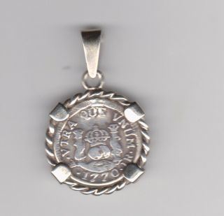 Bolivia 1/2 Real 1770 Silver Coin Pendant Jewelry