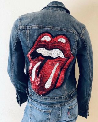 Rolling Stones Extra Large 14 " X 10 1/2 " Sequins Tongue Patch