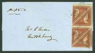 Sg 3a Cape Of Good Hope 1853.  1d Brownish - Red Block Of 4 On Cover.  Very Fine.