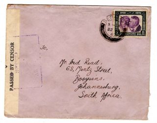 1940 (dec) Malaya/johore To South Africa Censored Cover.