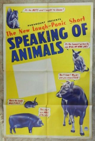 Speaking Of Animals - One Sheet Movie Poster 1941 Short Subject