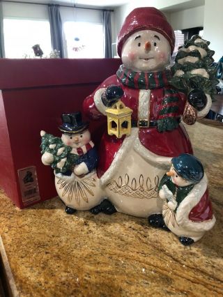 Nib Waterford Snowman Cookie Jar,  Holiday Heirlooms,  Large Ceramic,  Christmas Box