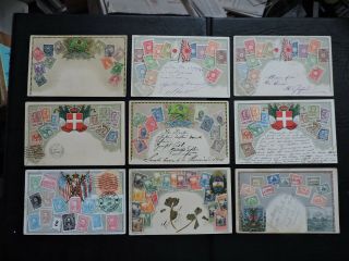 Lot X14 Stamps Postcards Zieher,  Us Peru Japan Russia Levant Natal Europe