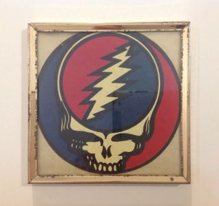 Vintage Framed Grateful Dead Steal Your Face / Lightning Bolt Round Sticker