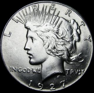 1927 Peace Dollar Silver Us Coin - - - - Gem Bu,  - - - - S160