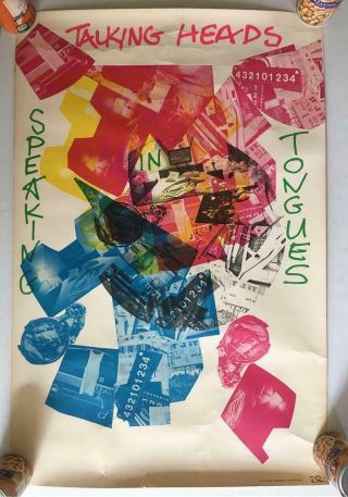 Talking Heads Speaking In Tongues 1983 Promo Poster Signed Rr 23 " X 34 1/2 " Rare