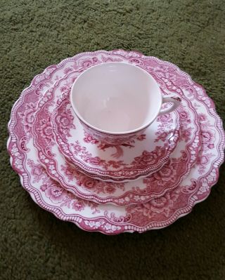 Bristol Pink Crown Ducal England 4 5pc Place Settings