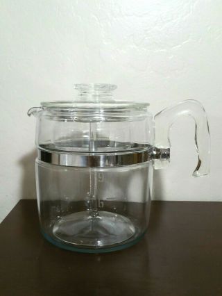 Vtg Pyrex 6 - 9 Cup Stove Top Percolator Coffee Pot Glass Stainless 7759 Complete