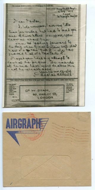 Airgraph Middle East 1941 (23 April) Very Early Use To London With Delivery Env