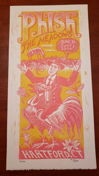 Phish Poster Jim Pollock The Meadows 2000 Hartford Includes Both Show Tickets