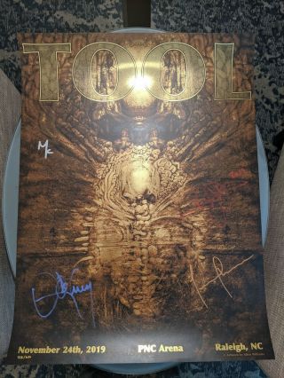 Tool Signed Poster - Raleigh 11/24/19 Pnc Arena - Limited /650 - Allen Williams