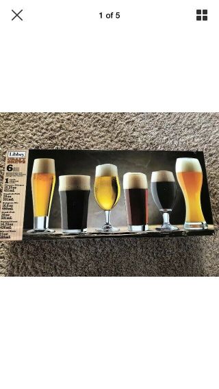 Set Of 6 Libbey Craft Brews Glass Assorted Beer Glasses