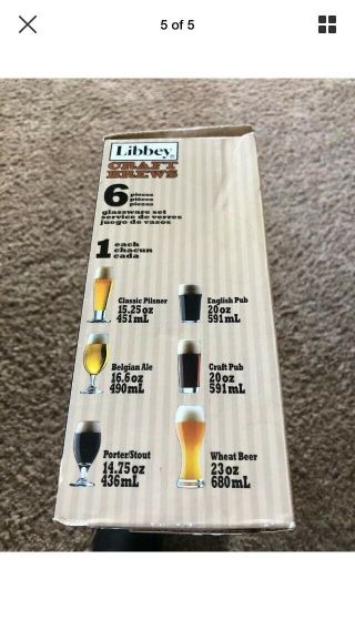Set of 6 LIBBEY Craft Brews Glass Assorted Beer Glasses 3