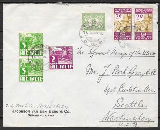 Netherlands Indies Covers 1935 Mixed Franked Firmcover Semarang To Seattle