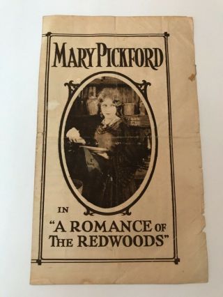 Mary Pickford A Romance Of The Redwood Theater Program Strand Theater York