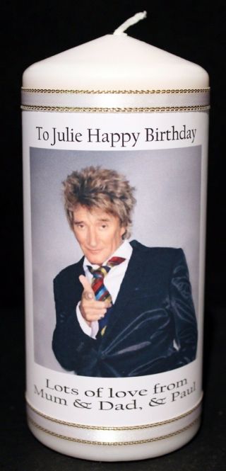 Personalised Rod Stewart Candle Memorabilia Keepsake Gifts Birthday Present 1