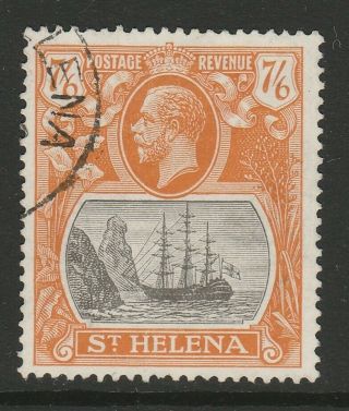 St Helena 1922 - 37 George V 7/6d Grey - Brown And Yellow - Orange Sg 111 Fine.