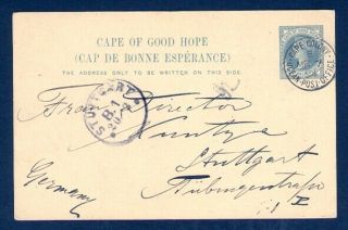 Cape Of Good Hope 3½p Qv Postal Card Tied By Ocean Post Office 1894 Cds To Germ