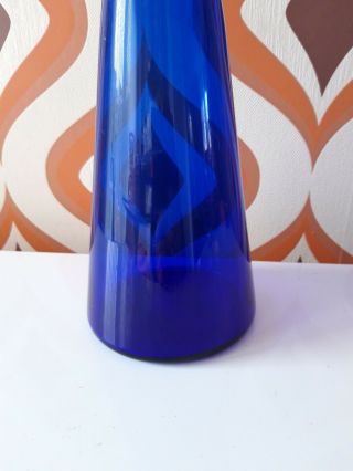 Large Vintage Italian Empoli Glass Genie Bottle Blue 25 inches retro decanter 2