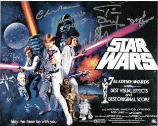 Star Wars Autographed 8x10 Photo Signed By 5 Multi Signed