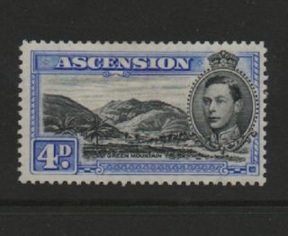 Ascension 1938 - 53 (1944) 4d Sg42da Mountaineer Flaw Mounted Stamp