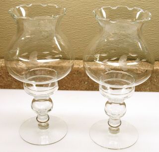 Vtg Garden Party (2) Princess House 9 " Heritage Pattern Crystal Candle Holders