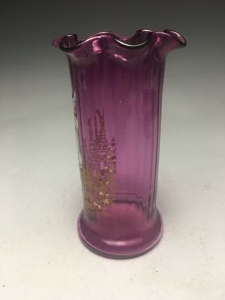 Pretty Purple Enameled French Legras Art Glass Vase Saltimbanque 2