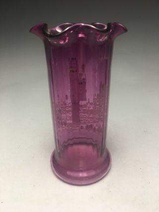 Pretty Purple Enameled French Legras Art Glass Vase Saltimbanque 3