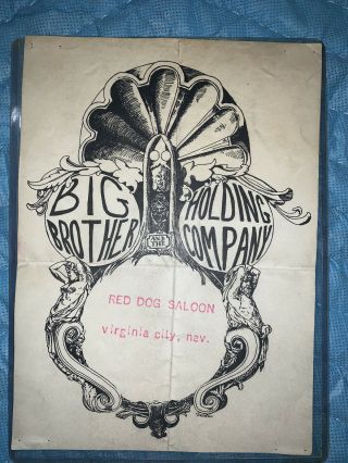 Rare Big Brother And The Holding Company Red Dog Saloon Concert Handbill (1965) ?