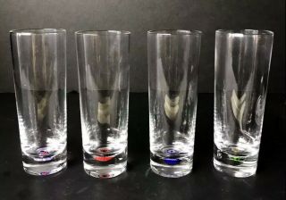 Vintage Set Of 4 Hand Blown Murano Millefiori Art Glass Shot Glasses