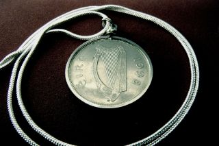 1998 Irish Reindeer Celtic Coin Pendant 24 " 18k White Gold Filled Round Chain