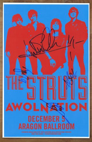 The Struts Autographed Gig Poster Luke Spiller,  Adam Slack,  Gethin Davies