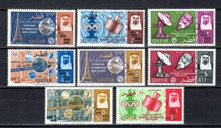 Qatar 1966 Itu Centenary Currency In Black Complete Set Of Mnh Stamps Un/mm