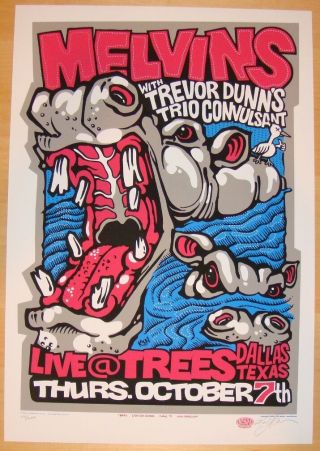 2004 The Melvins - Dallas Silkscreen Concert Poster S/n By Ken Adams