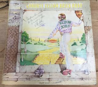 Elton John Signed Goodbye Yellow Brick Road Lp Vintage Autographed Rare