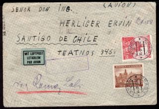 Bohemia And Moravia To Chile Censored Air Mail Cover 1940 Lati Praha - Santiago