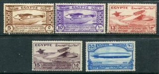 Egypt 1933 Aviation Congress Mh Set 5 Stamps
