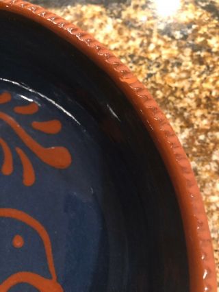 Ned Foltz Pottery Glazed Redware Bird Bowl 8 