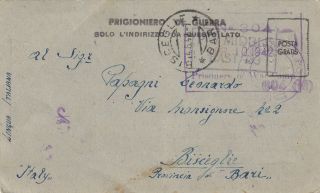 1942 Egypt Camp 304m Censored Pow Italian Prisoner Of War Postcard Cover Italy