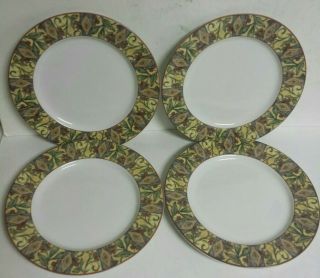 Set Of 4 Royal Doulton Everyday " Cinnabar " 11 " Mosiac Dinner Plates -